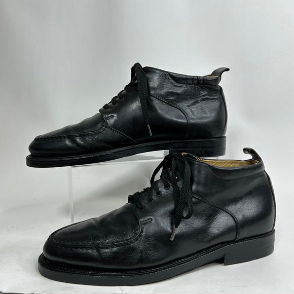 Kenneth Cole Mens Black Leather Apron Toe Chukka Boots Made in Italy 8735 10.5 main image 10